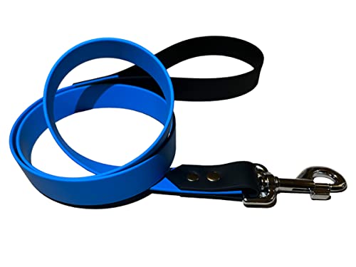 Hundeleine aus BioThane-Material, Breite 25 mm, Blau/Schwarz Hundeleine aus BioThane-Material, Breite 25 mm, Blau/Schwarz von L'Atelier du Fourmilier