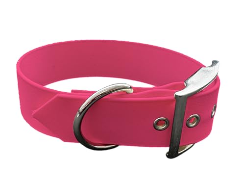 L'Atelier du Fourmilier Halsband aus BioThane, große Breite, Farben wählbar (40-45 cm, Neonrosa) von L'Atelier du Fourmilier