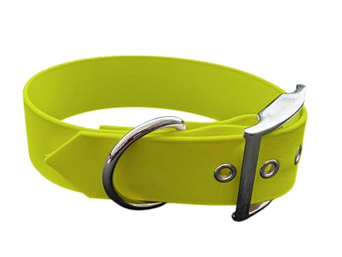 L'Atelier du Fourmilier Halsband aus BioThane, große Breite, Farben wählbar (45-55 cm, Neongelb) von L'Atelier du Fourmilier