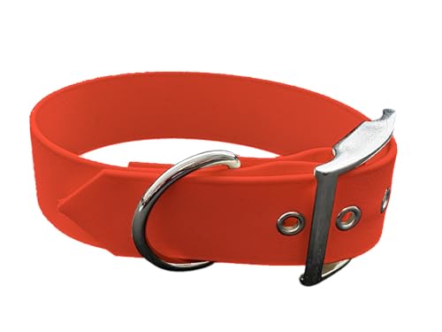 L'Atelier du Fourmilier Halsband aus BioThane, große Breite, Farben wählbar (45-55 cm, Neonorange) von L'Atelier du Fourmilier