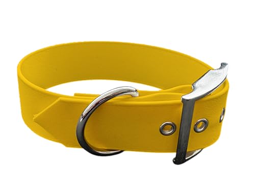 L'Atelier du Fourmilier Halsband aus BioThane, große Breite, Farben wählbar (55-65 cm, Gelb) von L'Atelier du Fourmilier