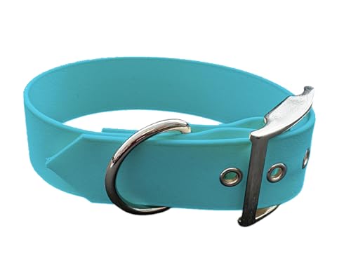 L'Atelier du Fourmilier Halsband aus BioThane, große Breite, Farben wählbar (55-65 cm, Hellblau) von L'Atelier du Fourmilier