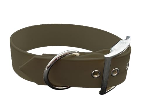 L'Atelier du Fourmilier Halsband aus BioThane, große Breite, Farben wählbar (55-65 cm, olivgrün) von L'Atelier du Fourmilier
