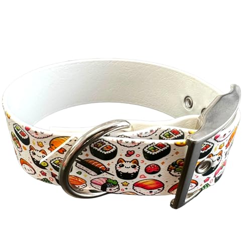 L'Atelier du Fourmilier Halsband aus BioThane, große Breite, Farben zur Auswahl (Halsumfang: 35-40 cm, Sushis) von L'Atelier du Fourmilier