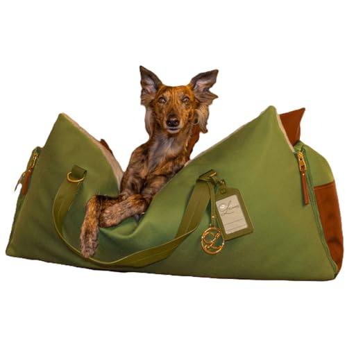 L'ÉLIANNE | Designer Hunde Autositz XL | Olivgrün | Extra Groß | Designer Hundemarke | Große bis sehr große Hunde | Luxus großer Hundesitz Auto von L’élianne