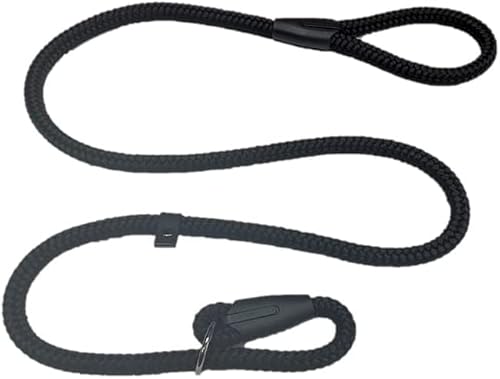 Duo-Leine All-in-One-Trainingsleine oder Halfter, Hundetraining, Stopp-Ziehen, große Hunde, Figur 8, Trainingsmodus (Schwarz, 14 mm x 150 cm (mittelgroße Hunde)) von L&J Pets Uk