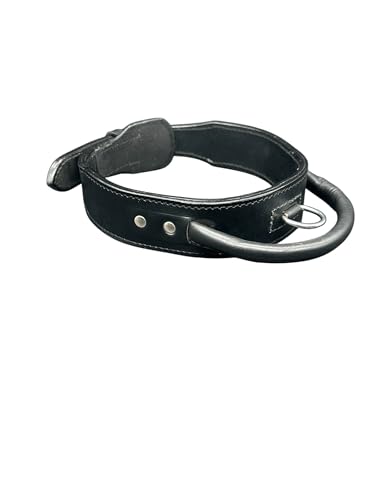 Hundehalsband aus echtem Leder, handgefertigt, robuster Haltegriff für einfache Kontrolle, 4,5 cm breit, doppellagige Lederstärke, Hundefessel, Welpentraining (Schwarz, Größe M) von L&J Pets Uk