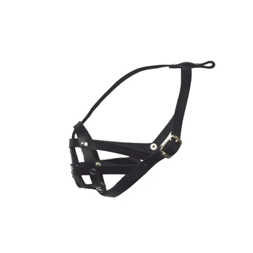 L&J Pets, Maulkorb für Hund/Haustier, ideal für Möpse und andere Hunde mit kurzer Schnauze, Leder (Schwarz) von L&J Pets Uk