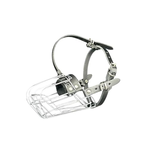 L&J Pets UK Metall-Maulkorb für Dackel und ähnliche kleine Hunde – Sicher, bequem und verstellbar (J2, Silber/Schwarz) von L&J Pets Uk