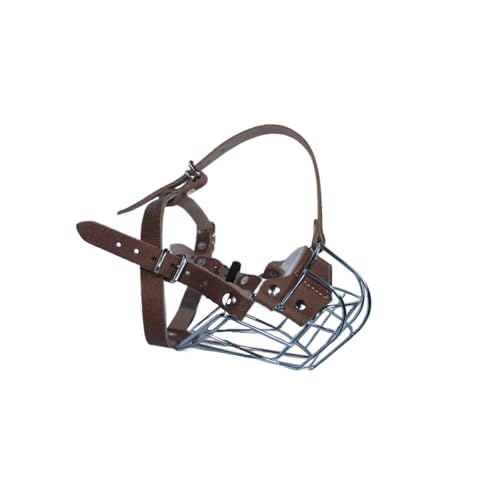 L&J Pets UK Metallmaulkorb für Englische Bulldoggen, Alt Englische Bulldoggen und ähnliche Hunde – Sicher, bequem und verstellbar (B5, Silber/Braun) von L&J Pets Uk