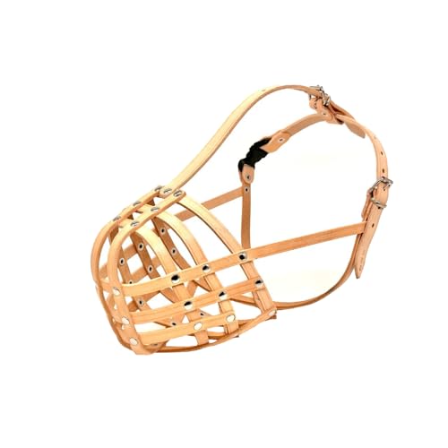 L&J Pets Uk Leichter Maulkorb aus Leder für Dogue de Bordeaux und Bullmastiff und andere (DB2, Beige) von L&J Pets Uk