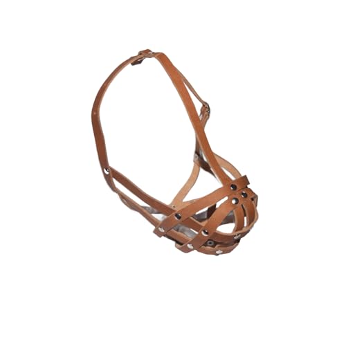 L&J Pets Uk, Maulkorb für Hund/Haustier, ideal für Möpse und andere Hunde mit kurzer Schnauze, Leder (M1, Braun) von L&J Pets Uk