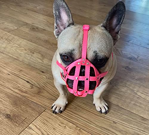 Maulkorb für Französische Bulldogge Frenchies und andere ähnliche Schnauzen Kurze Schnauze (FB1, Rosa) von L&J Pets UK
