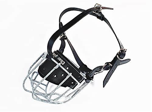 L&J Pets Uk Metall Maulkorb für Bernhardiner & ähnliche große Hunde – Sicher, Bequem & Verstellbar (BR, Silber/Gefleckt) von L&J Pets Uk
