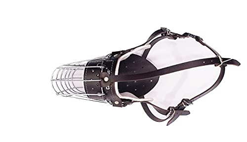 L&J Pets Uk Metall Maulkorb für Deutsche Schäferhunde & ähnliche große Hunde – Sicher, Bequem & Verstellbar (Silber/Braun, T0) von L&J Pets Uk
