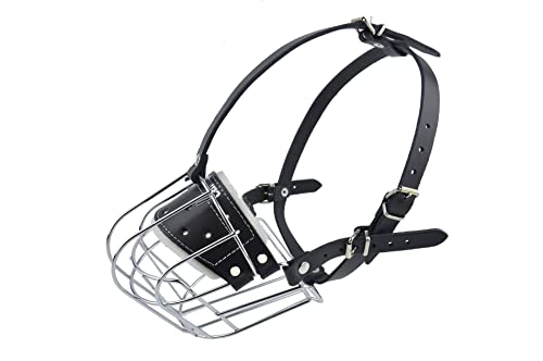 L&J Pets Uk Metall Maulkorb für Deutsche Schäferhunde & ähnliche große Hunde – Sicher, Bequem & Verstellbar (Silber/Schwarz, T4) von L&J Pets Uk