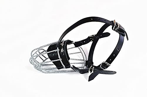 L&J Pets Uk Metall Maulkorb für Dobermann und Malinois & ähnliche große Hunde – Sicher, Bequem & Verstellbar (5D, Silber/Gefleckt) von L&J Pets Uk