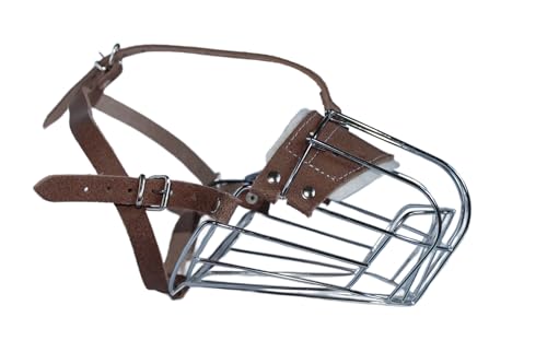 L&J Pets Uk Metall Maulkorb für Dobermann und Malinois & ähnliche große Hunde – Sicher, Bequem & Verstellbar (6D, Silber/Braun) von L&J Pets Uk