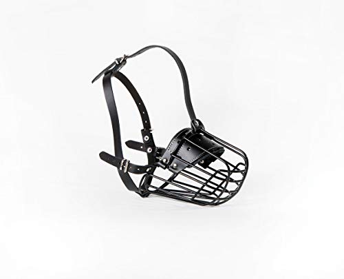 L&J Pets Uk Metall Maulkorb für Spaniel & ähnliche große Hunde – Sicher, Bequem & Verstellbar (3+, Schwarz,Schwarz) von L&J Pets Uk