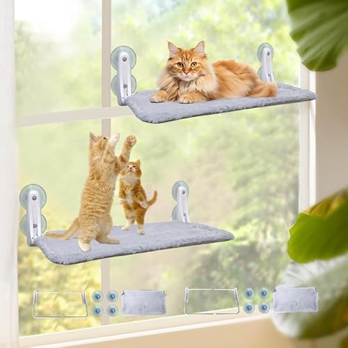 L&W BROS. 2 x Katzen-Fenstersitzstange für den Innenbereich, faltbare Katzenhängematte mit 4 aktualisierten Saugnäpfen, einfach zu montieren, Katzenfensterbett für schwere große Katzen (L 2 Stück) L&W BROS. 2 x Katzen-Fenstersitzstange für den Innenbereich, faltbare Katzenhängematte mit 4 aktualisierten Saugnäpfen, einfach zu montieren, Katzenfensterbett für schwere große Katzen (L 2 Stück) von L&W BROS.