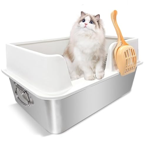 L&W BROS. Katzentoilette aus Edelstahl mit Deckel, Schaufel und Griff, 50 x 34,8 x 24,1 cm, Katzentoilette aus Edelstahl für große Katzen, leicht zu reinigen, keine Geruchsrückstände, L&W BROS. Katzentoilette aus Edelstahl mit Deckel, Schaufel und Griff, 50 x 34,8 x 24,1 cm, Katzentoilette aus Edelstahl für große Katzen, leicht zu reinigen, keine Geruchsrückstände, von L&W BROS.