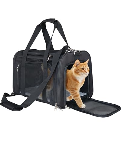 L&W BROS. Von Fluggesellschaften zugelassene Katzentragetasche, weiche Seiten, Haustier-Reisetasche für Katzen und kleine Hunde unter 7,3 kg, TSA-geprüfte Haustier-Tragetasche in der Kabine (schwarz) L&W BROS. Von Fluggesellschaften zugelassene Katzentragetasche, weiche Seiten, Haustier-Reisetasche für Katzen und kleine Hunde unter 7,3 kg, TSA-geprüfte Haustier-Tragetasche in der Kabine (schwarz) von L&W BROS.