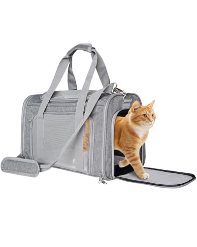 L&W BROS. Von Fluggesellschaften zugelassene Katzentragetasche, weiche Seiten, Haustier-Reisetasche für Katzen und kleine Hunde unter 7,3 kg, TSA-geprüfte Haustier-Tragetasche in der Kabine (grau) L&W BROS. Von Fluggesellschaften zugelassene Katzentragetasche, weiche Seiten, Haustier-Reisetasche für Katzen und kleine Hunde unter 7,3 kg, TSA-geprüfte Haustier-Tragetasche in der Kabine (grau) von L&W BROS.