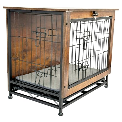 Hundekäfig-Möbel für kleine, mittelgroße Hunde und Katzen, dekoratives Holzkäfighaus für den Innenbereich für Welpen, Haustiere, mit Tablett, Kissen, faltbare Oberseite, Aufbewahrungs-Laufstall, Hundekäfig-Möbel für kleine, mittelgroße Hunde und Katzen, dekoratives Holzkäfighaus für den Innenbereich für Welpen, Haustiere, mit Tablett, Kissen, faltbare Oberseite, Aufbewahrungs-Laufstall, von L-yrehom