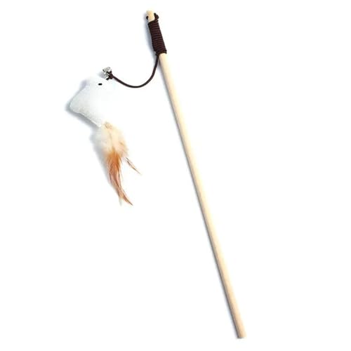 1PC Bunte Katze Teaser Zauberstab Rod Lustige Kätzchen Spielzeug Holzstab Interaktive Haustier Liefert Katzenspielartikel(Chick) von L6NqIAG