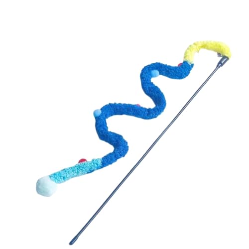 Interaktive Katze Feder Teaser Zauberstab Bunte Raupe Rod Lustige Haarball Spielzeug Katzenspielartikel(Blue) von L6NqIAG