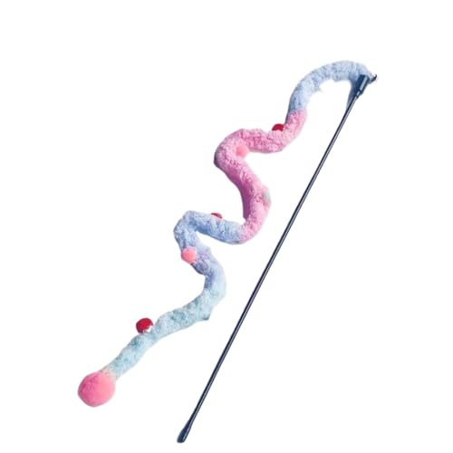 Interaktive Katze Feder Teaser Zauberstab Bunte Raupe Rod Lustige Haarball Spielzeug Katzenspielartikel(Grey) von L6NqIAG