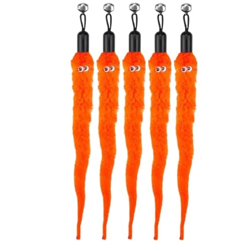 Katzenspielzeug-Zubehör, Wurm-Ersatzköpfe, lustiger Plüschstab for interaktives Haustierspiel Katzenspielartikel(5Pcs Orange) von L6NqIAG