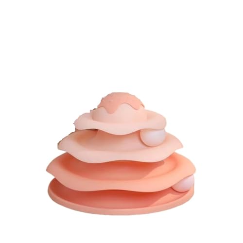 L6NqIAG Interaktiver Katzenturm mit Drehteller und Rollbällen, Puzzle-Bahn-Spielzeug for das Training von Kätzchen Katzenspielartikel(Pink) von L6NqIAG