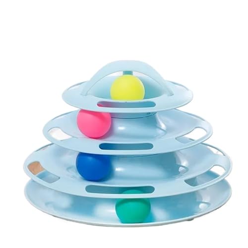 L6NqIAG Interaktives Katzen-Drehtellerspielzeug mit Rollbällen, Puzzle-Bahn-Turm for Spielen und Trainieren von Kätzchen Katzenspielartikel(Blue) von L6NqIAG