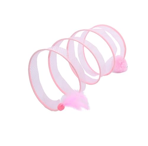 L6NqIAG Katzenspielzeug, Spiraltunnel mit Feder, interaktiver Spielspaß for Katzen und Kätzchen Katzenspielartikel(Pink) von L6NqIAG