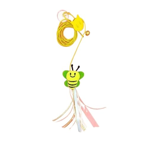 Lustiger Kätzchenstab, elastisches Seil, Libellenfeder, Glockenspielzeug, Hängeschaukel for Katzen und Kätzchen Katzenspielartikel(Green Bee) von L6NqIAG