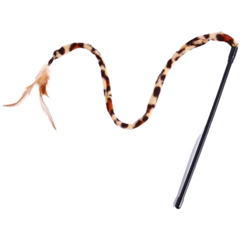 Lustiger Katzen-Teaser-Zauberstab mit Leopardenmuster, interaktiver Stab for das Training von Kätzchen und Spaß Haustierspielzeug Katzenspielartikel von L6NqIAG