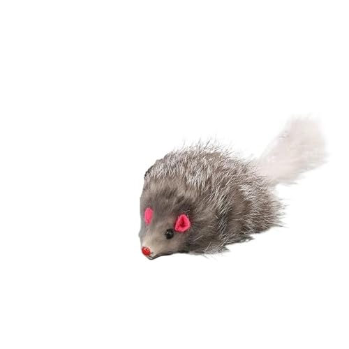 Weiches, langhaariges Katzenspielzeug, lustige Mäuseschwanzmaus for das Training von Kätzchen und Spielzeit Katzenspielartikel(Gray) von L6NqIAG