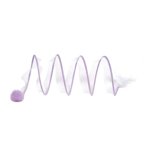 Zusammenklappbares Katzentunnelspielzeug in S-Form mit Federn, lustige Indoor-Übung Katzenspielartikel(Purple,S) von L6NqIAG