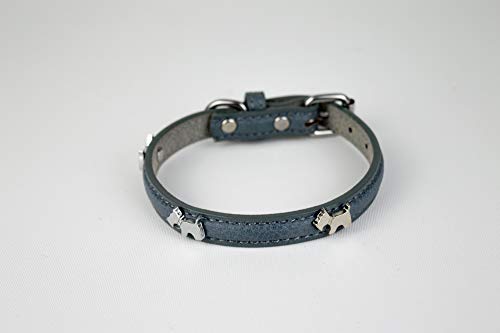 Hundehalsband aus weichem Leder, gepolstert, mit D-Ring, Metall-Hundehalsband, Blau von LA FENICE