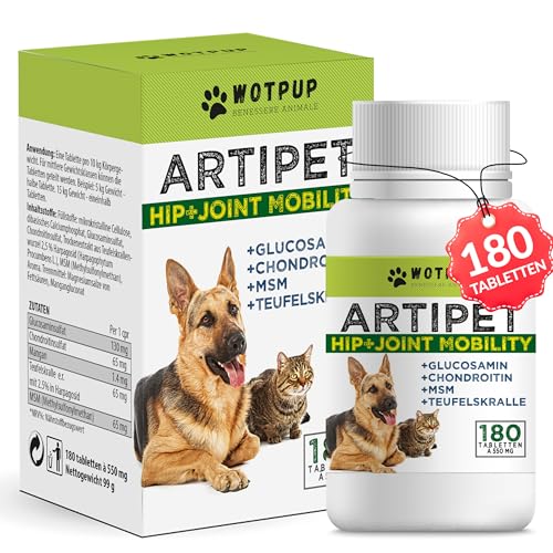 Artipet, Nahrungsergänzungsmittel für Hunde | 180 Tabletten auf MSM-, Teufelskrallen-, Chondroitin- und Glucosaminbasis | für Hunde und Katzen aller Größen | Vorrat für 6-9 Monate, Made in Italy von LA.GA