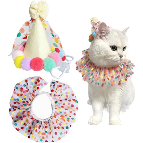 LAANCOO Haustiergeburtstagsfeier, Süßigkeitenfarbe Pet Birthday Hut Schal Set, Haustier Geburtstagshut und Polka Dot Spitze Laborkragen, wiederverwendbar LAANCOO Haustiergeburtstagsfeier, Süßigkeitenfarbe Pet Birthday Hut Schal Set, Haustier Geburtstagshut und Polka Dot Spitze Laborkragen, wiederverwendbar von LAANCOO
