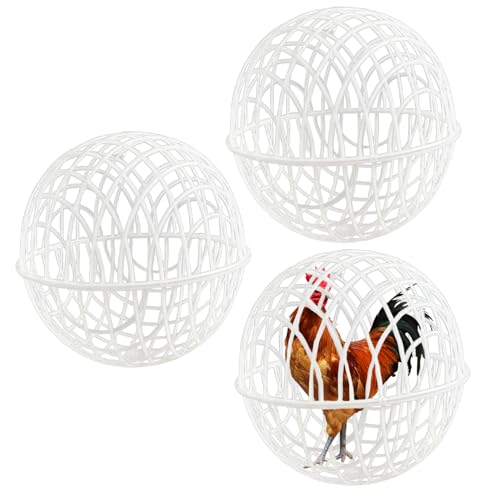 Hühnerkugelkäfig, 3pcs 8 hohl aus weiße Plastik rollende Hühnerbällchen Käfig zum Gebrauch im Freien, verhindert Hundestiche oder Pferdegläser, Ball von LAANCOO