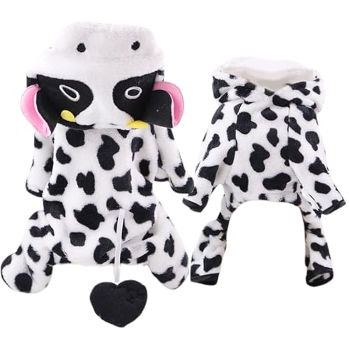 LAANCOO Hunde Kuhkostüme, Haustierkuhkostüm, weiche warme Flanellhundkleidung, Cartoonkostüme für Hunde, Katze, Schwarzweiß, s von LAANCOO