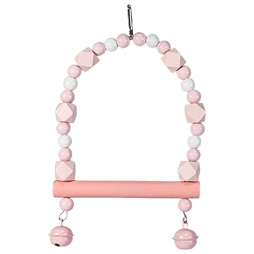 LAANCOO Vogelspielzeug, Papageienschwangbogen mit hölzernen Barsch 7x5 Zoll Hummingbird Bell Charm Clip Hanging Toy für Käfig LAANCOO Vogelspielzeug, Papageienschwangbogen mit hölzernen Barsch 7x5 Zoll Hummingbird Bell Charm Clip Hanging Toy für Käfig von LAANCOO
