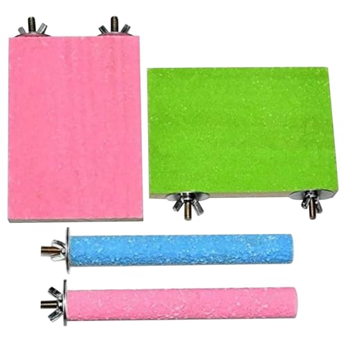 LAANCOO Papagei -Barschstand, 4pcs Vogelstange, Stick und Board -Form, kratzfestes hölzernes farbenfrohen Ständer, Schrauben Sie an den Barchen für Käfig von LAANCOO