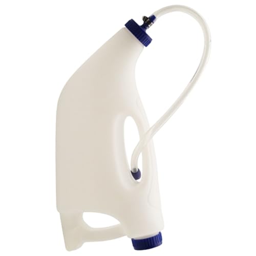 Wadenflasche, Kalbsröhrchen-Feeder 1 Set 4L Nicht-Kratzerflasche mit Flexibler Schlauch- und Metallrohr tragbarer Verstellbarer Ziege mit Luftentlüftung für Milchmedizin, Ziege von LAANCOO