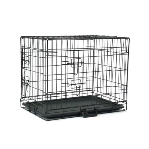 Hundekäfig für kleine Haustiere, zusammenklappbar, 61 cm, aus Stahl, Metall, Schwarz Hundekäfig für kleine Haustiere, zusammenklappbar, 61 cm, aus Stahl, Metall, Schwarz von LABDIP