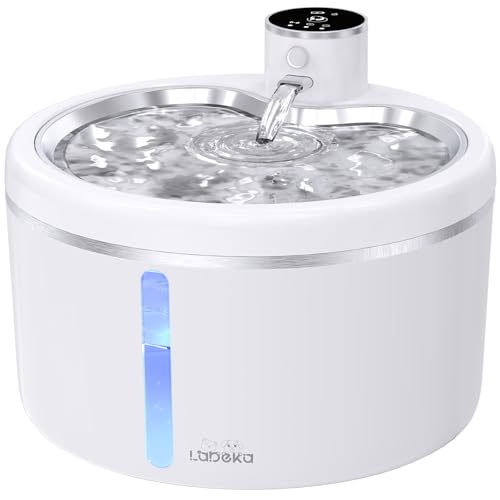 LABEKA Katzen-Wasserbrunnen Kabelloser Katzenwasserbrunnen Batteriebetrieben, 2,891.7 g/3L Automatischer Haustierwasserspender, Einfache Reinigung mit Bewegungssensor für Katzen, Hunde, Mehrere von LABEKA