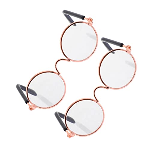 LABRIMP 2st Mini-Brille Runde Brille Für Puppe Vintage Puppenbrillen Kostümzubehör Für Puppen Runde Metallbrille Sonnenbrille Für Kleine Haustiere Mini-Puppen Baby Requisiten Kunststoff von LABRIMP